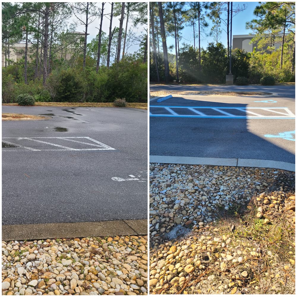 Pressure wash parking lot striping animal hospital destin fl